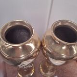 Paire de vases en laiton Indochine souffleur de bulles de savon