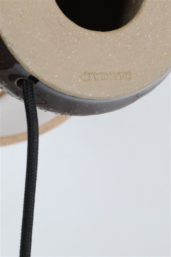 Handmade Søholm ceramic table lamp with jute lampshade / Danish Design