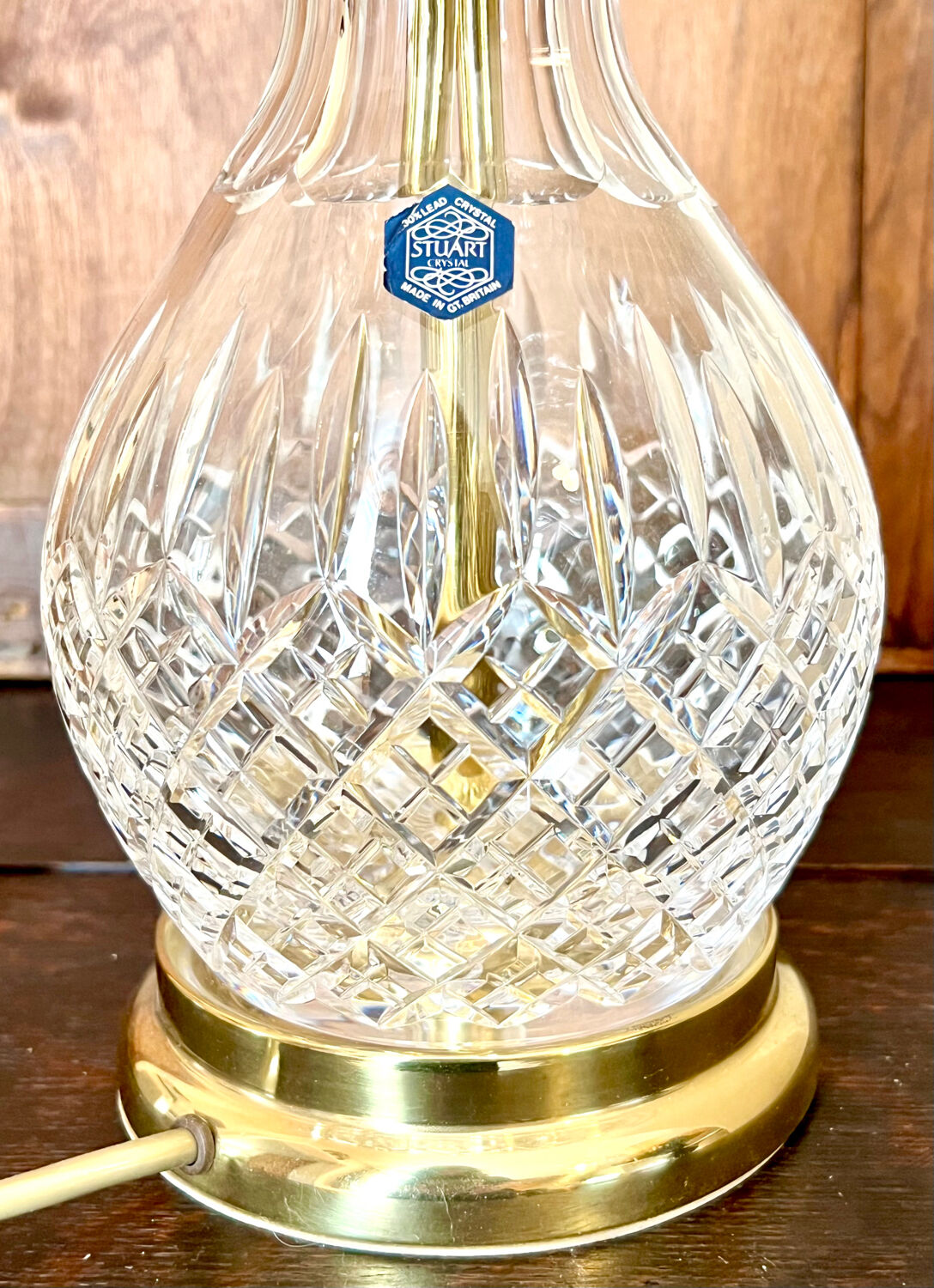 Crystal lamp stand | round diamond cut crystal lamp | stuart crystal lamp