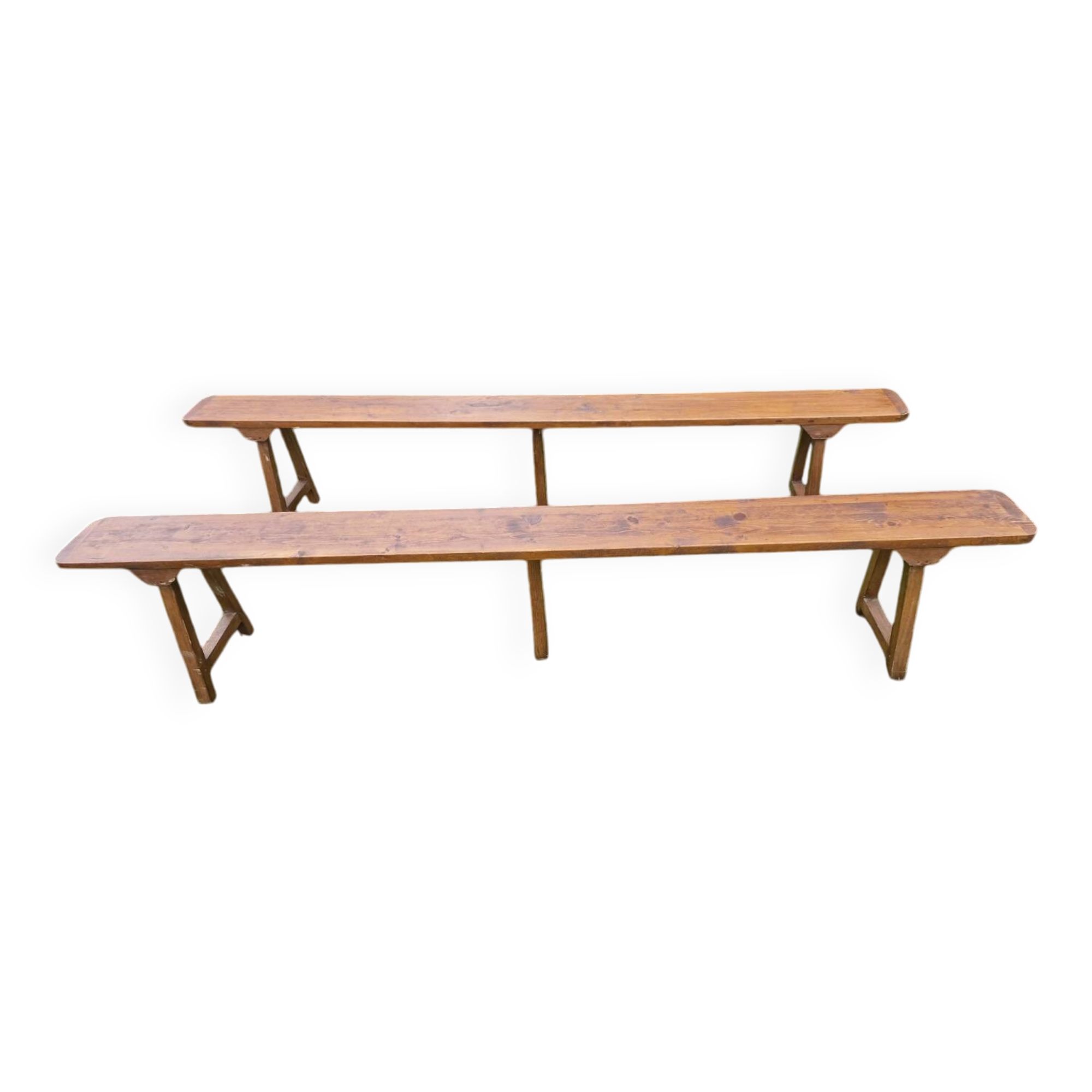 Two solid wood benches