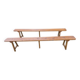 Two solid wood benches