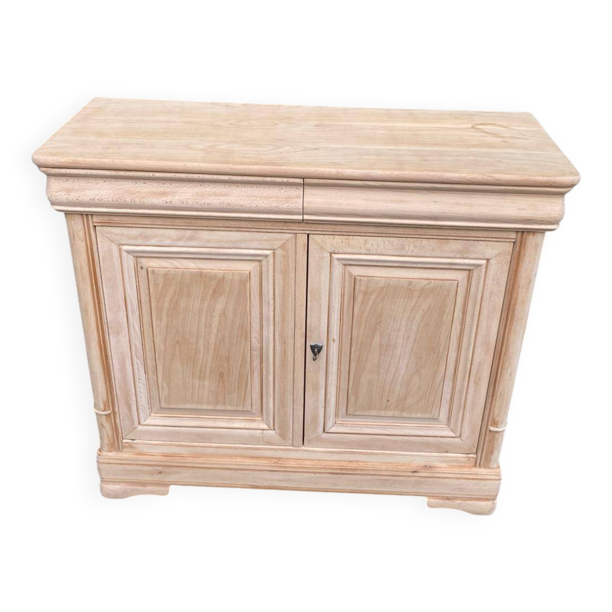 Louis Philippe buffet with 2 drawers and 2 doors, stripped wood from the 2000s.