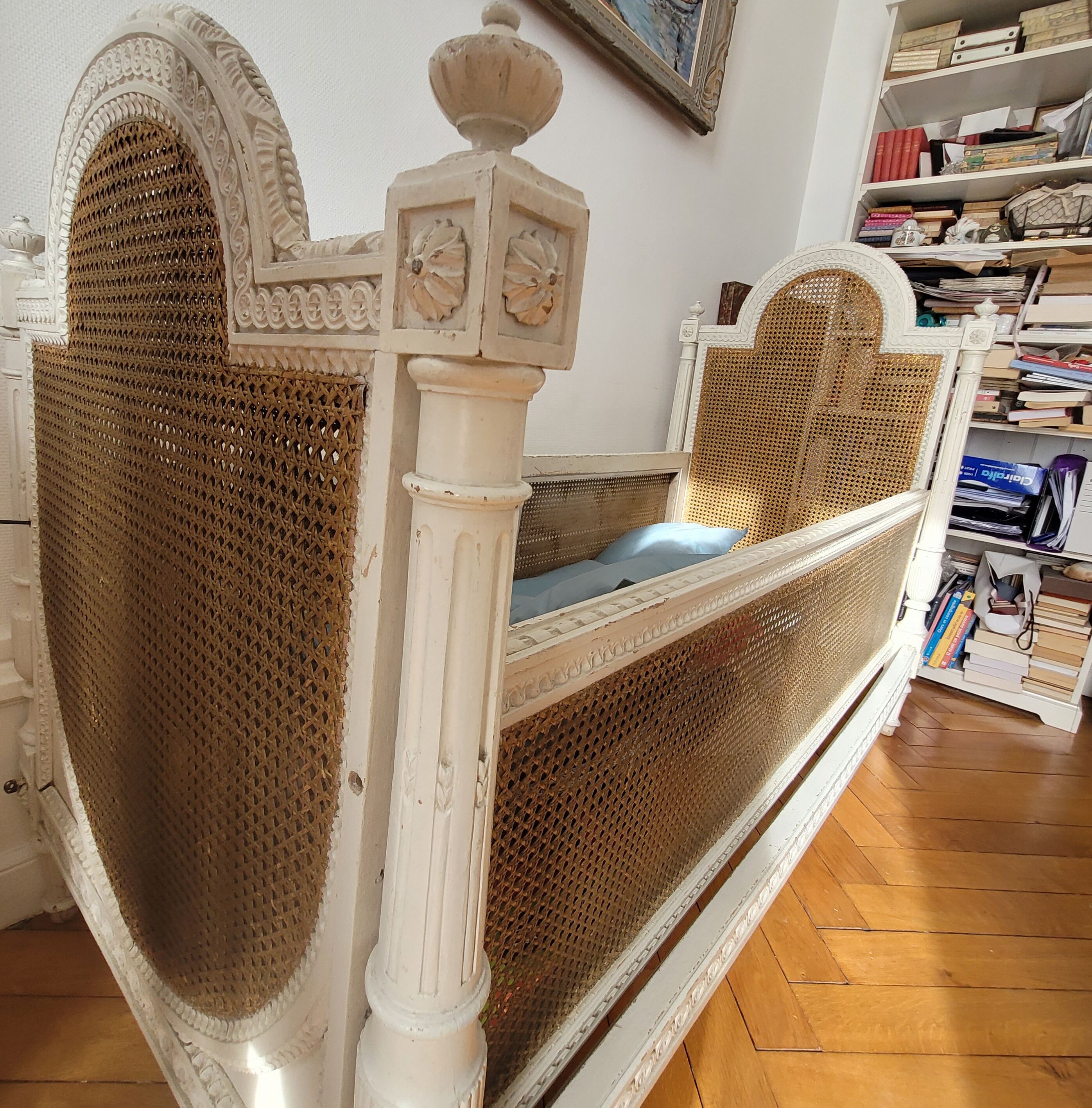 Old bed child wood painted canning NIII St. LXVI
