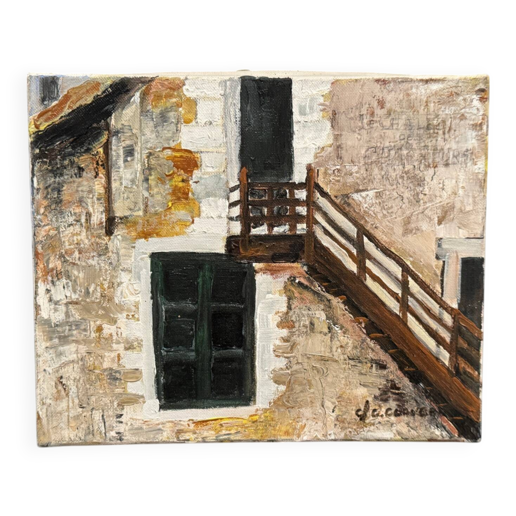 Huile sur toile par Claude Claveau Le Chalet des Chasseurs 1995