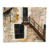 Huile sur toile par Claude Claveau Le Chalet des Chasseurs 1995