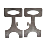 Pair of chenets modernist style steel design 70s