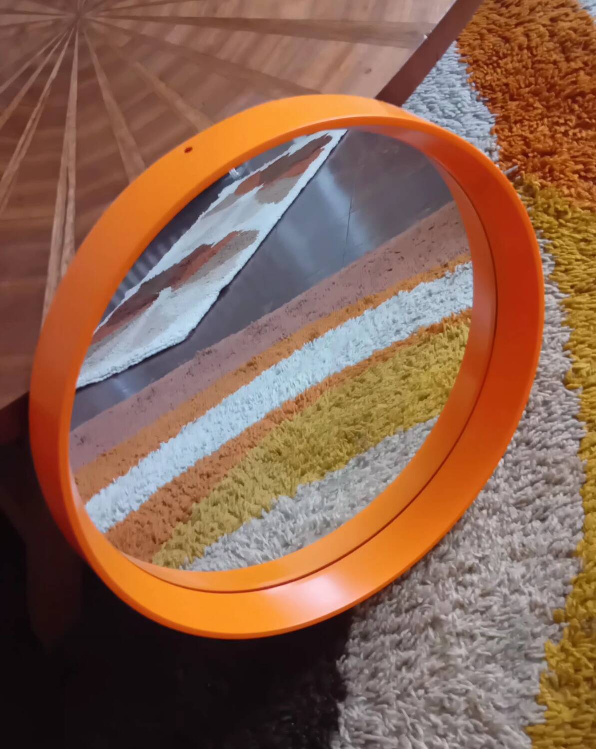 Round orange mirror seventies