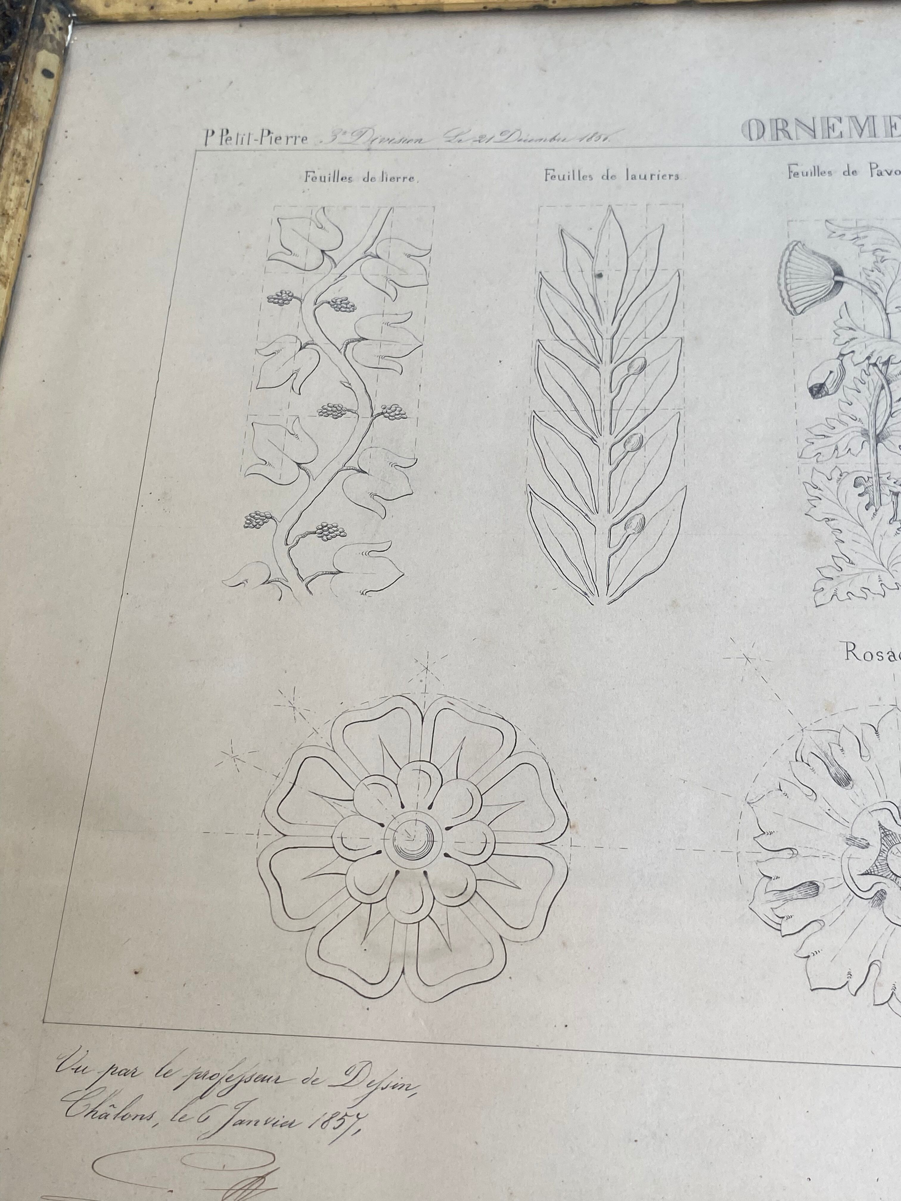 Architectural drawing 1857, glazed wood frame