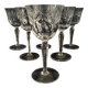 6 cut red wine glasses