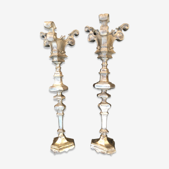 Pair of gilded bronze chandeliers in baroque style, XIXth century