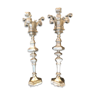 Pair of gilded bronze chandeliers in baroque style, XIXth century