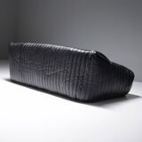 Stunning Sandra sofa in new black leather by Annie Hieronimus for Cinna France