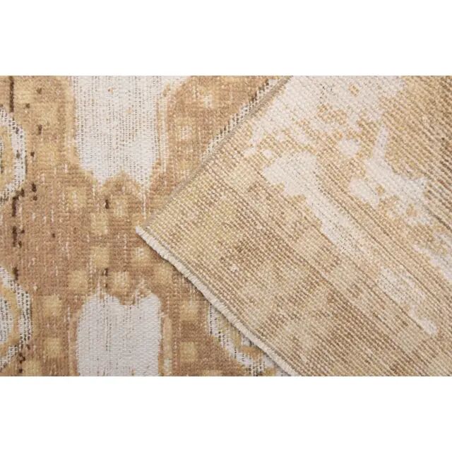 1970s Turkish Hand-Knotted Wool Cotton Beige Runner Rug 73x310