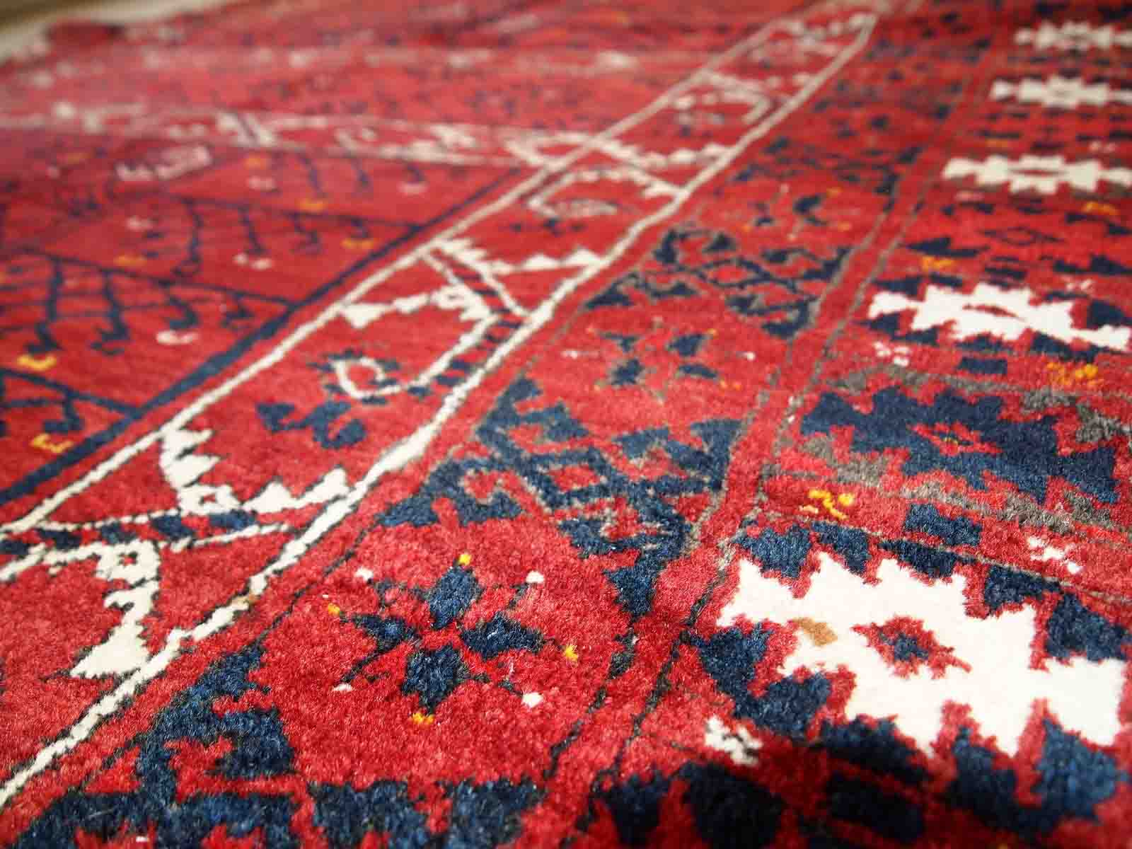 Vintage carpet turkmen engsi handmade 124cm x 165cm 1970s - 1c431