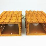 2 vintage scandinavian pine sconces 1960
