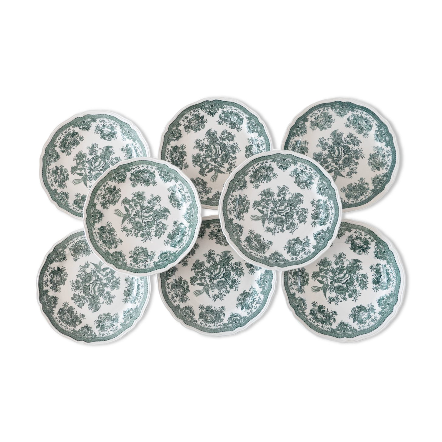 8 flat plates Villeroy & Boch, Fasan model, green