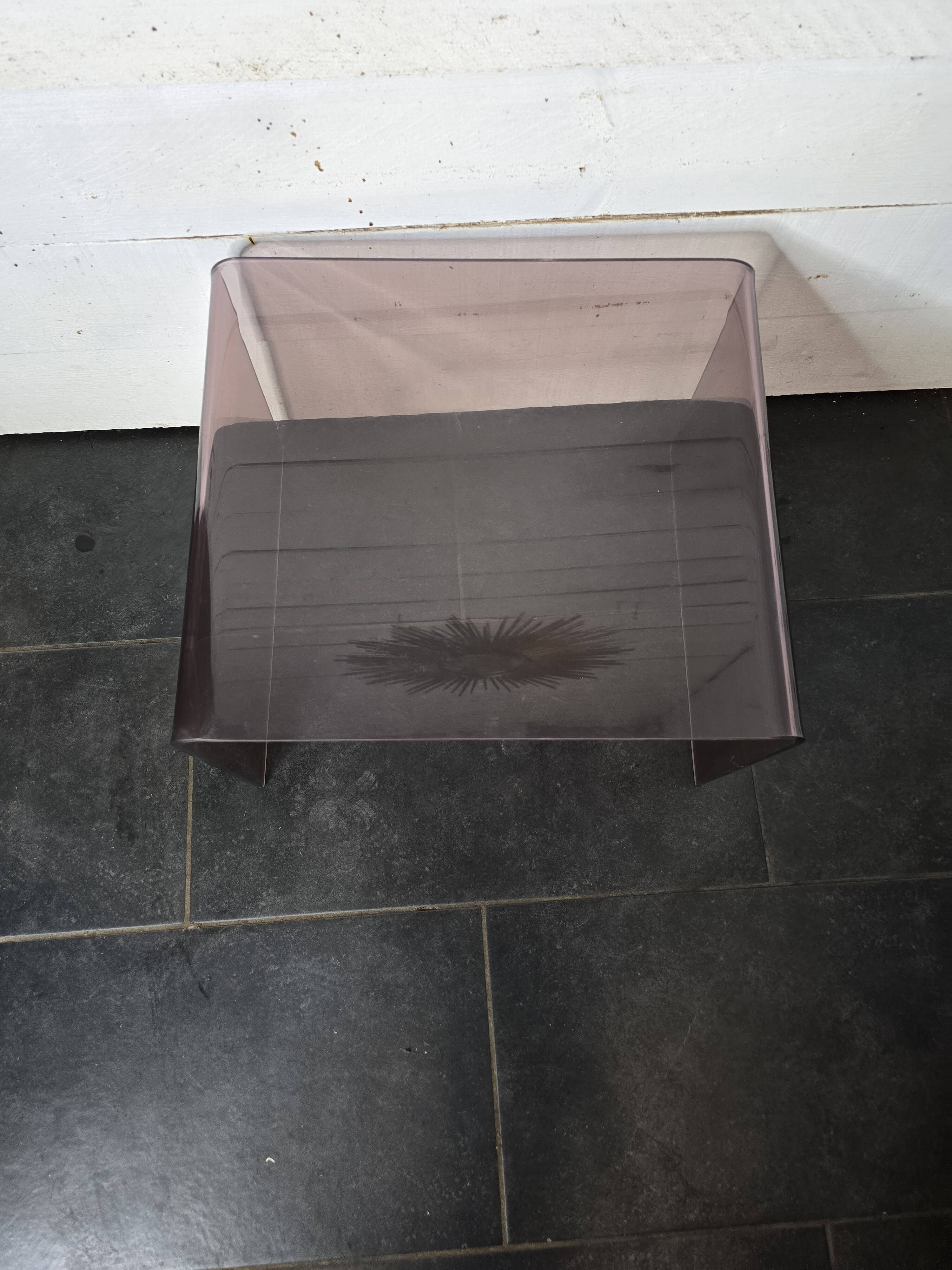 Smoked plexiglass side table from the 70s