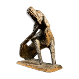 Animal Sculpture Dog, Glazed Stoneware, Unique Piece, 1960s