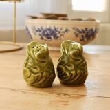 Vintage salt and pepper shaker set with cabbage barbotine