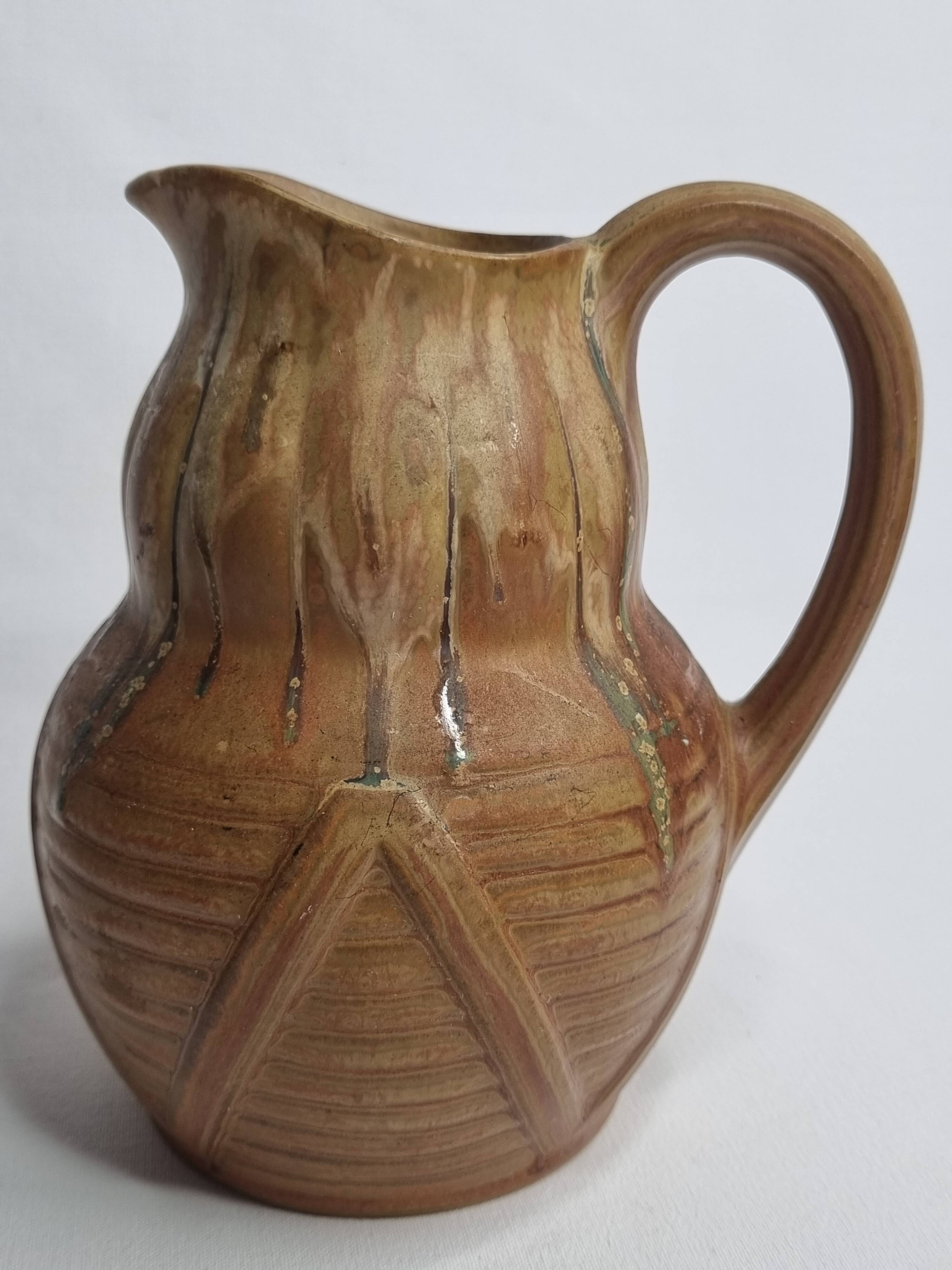 Pichet Art Déco en grès flammé de Denbac, Vierzon