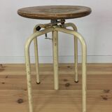 Workshop stool with system, metal and wood, adjustable industrial style
