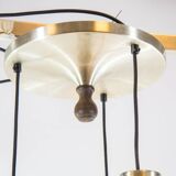 Ceiling lamp with 3 branches aluminum and glass 60s