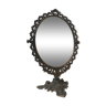 Old mirror on foot metal 30x46cm