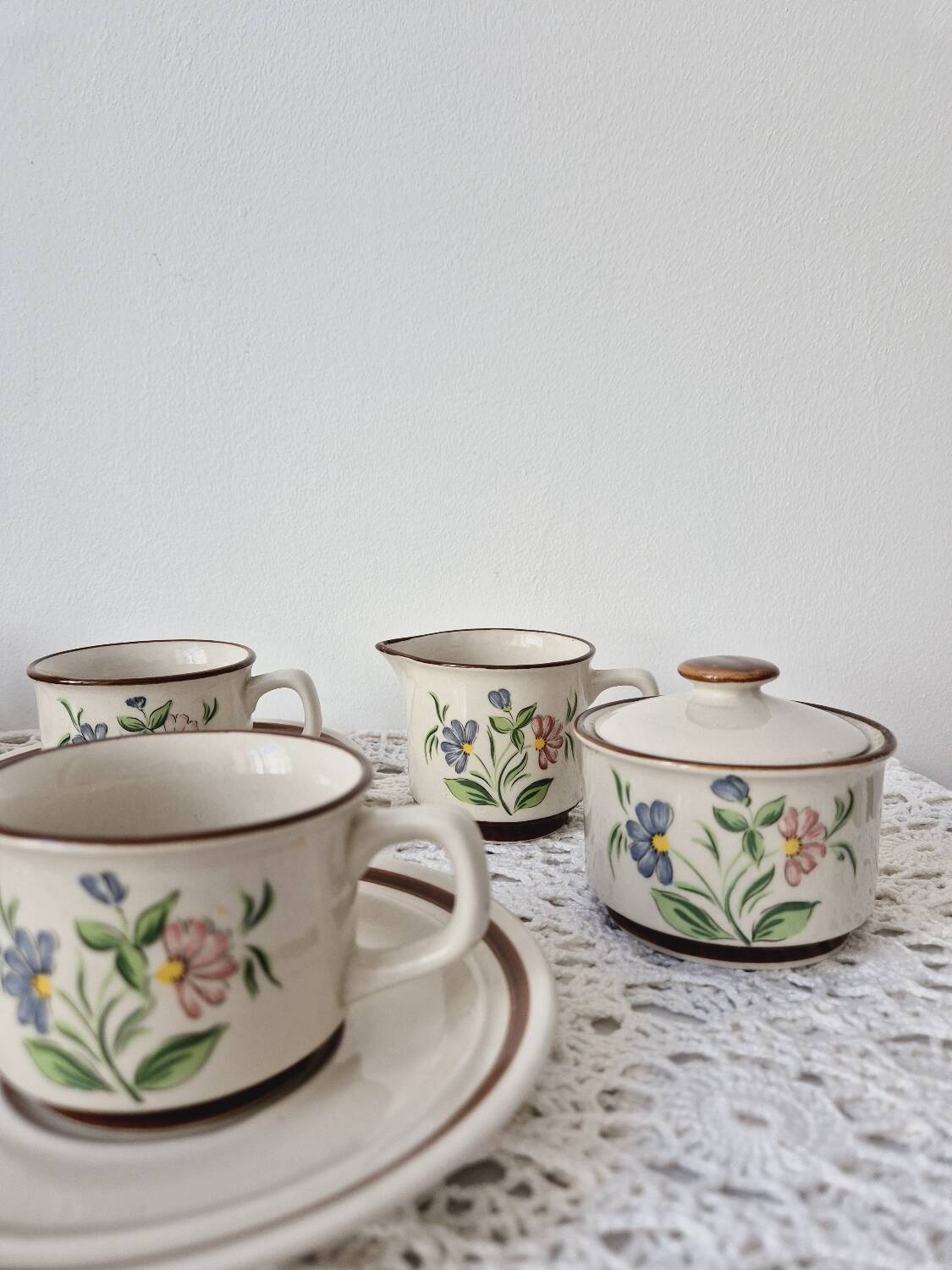 Vintage Flower Pattern Stoneware Tea/Coffee Set