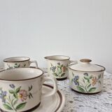 Service à thé/café en grès motif fleurs - Vintage