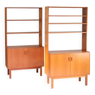 Paire de bibliothèques scandinaves en teck