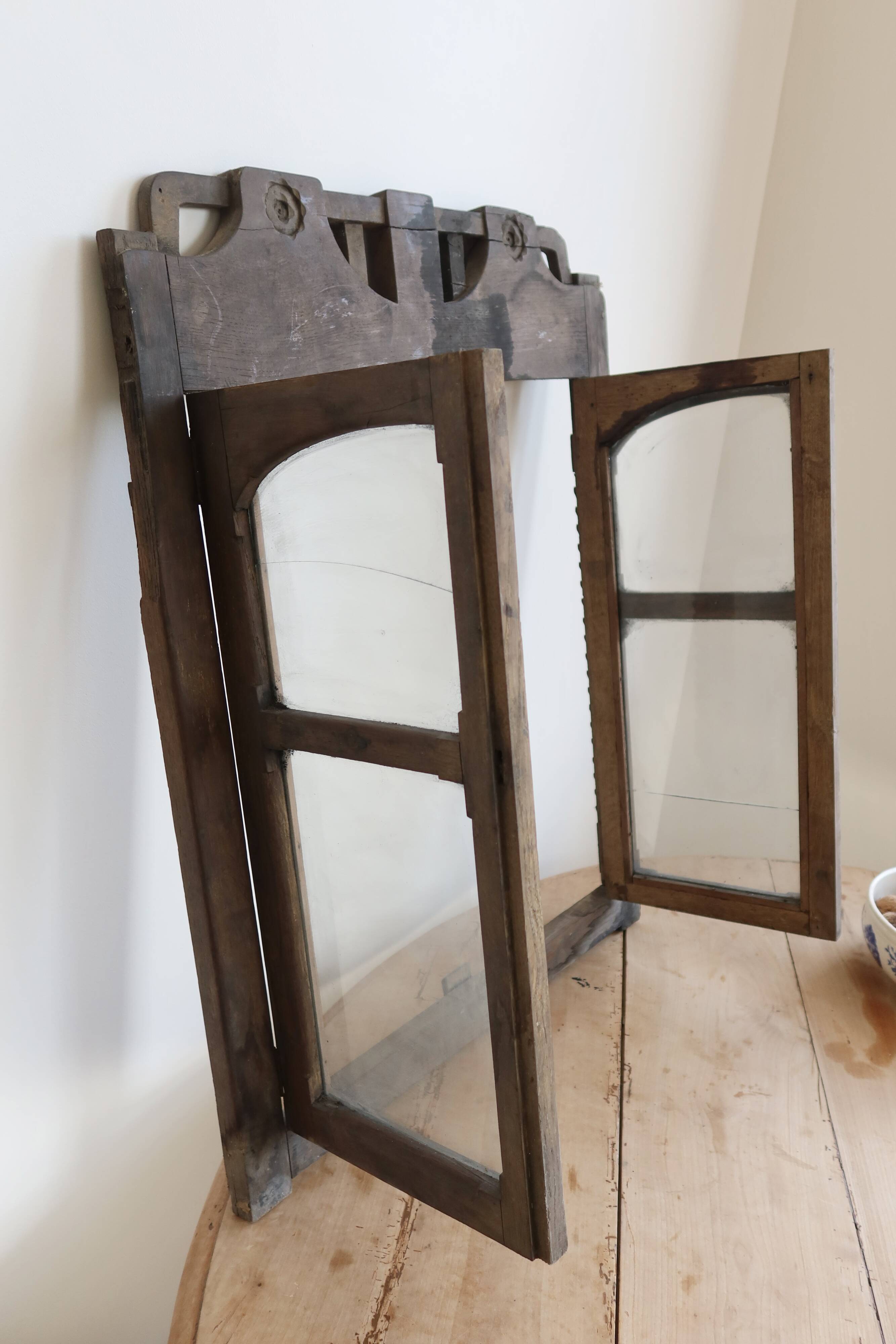 Old wooden double display window