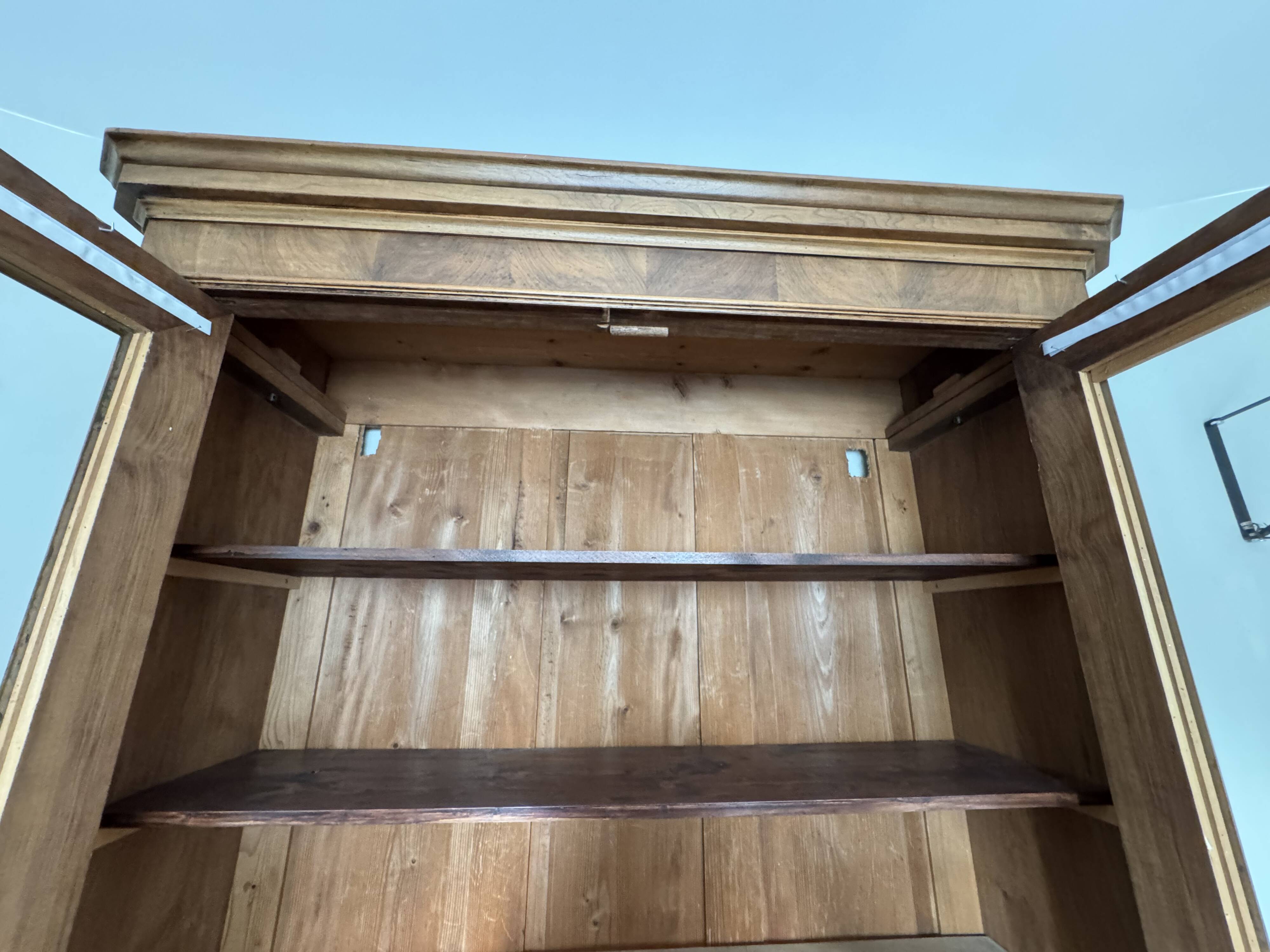 American walnut glass cabinet/bookcase