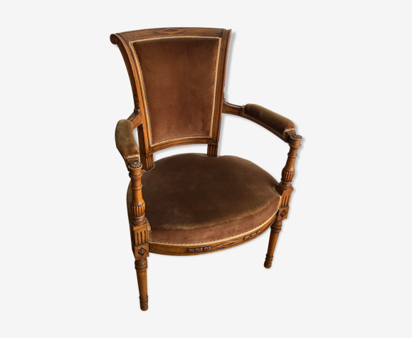 Armchair style directoire velvet brown