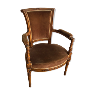 Armchair style directoire velvet brown