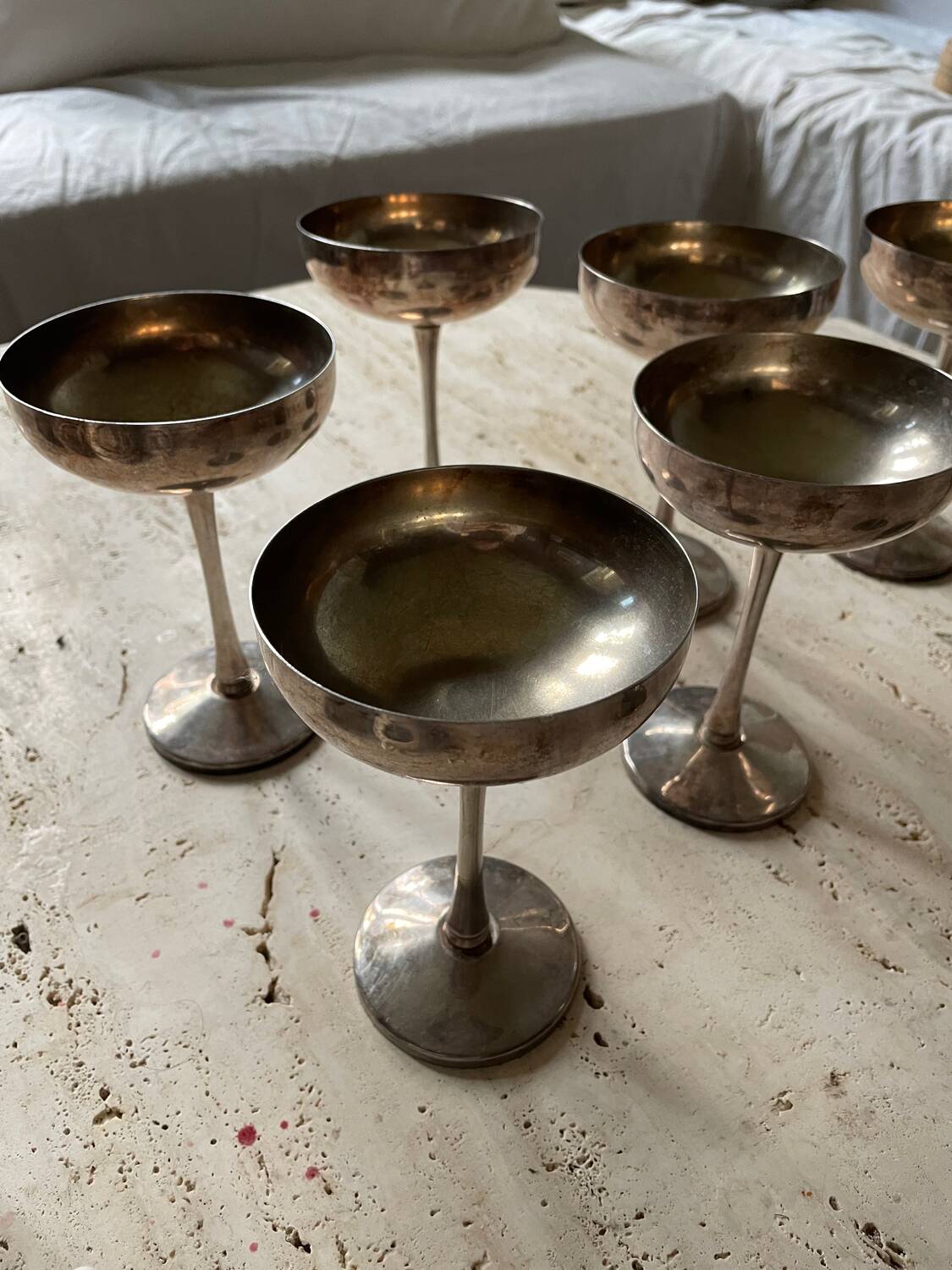 8 coupes à glace plaqué argent, italie