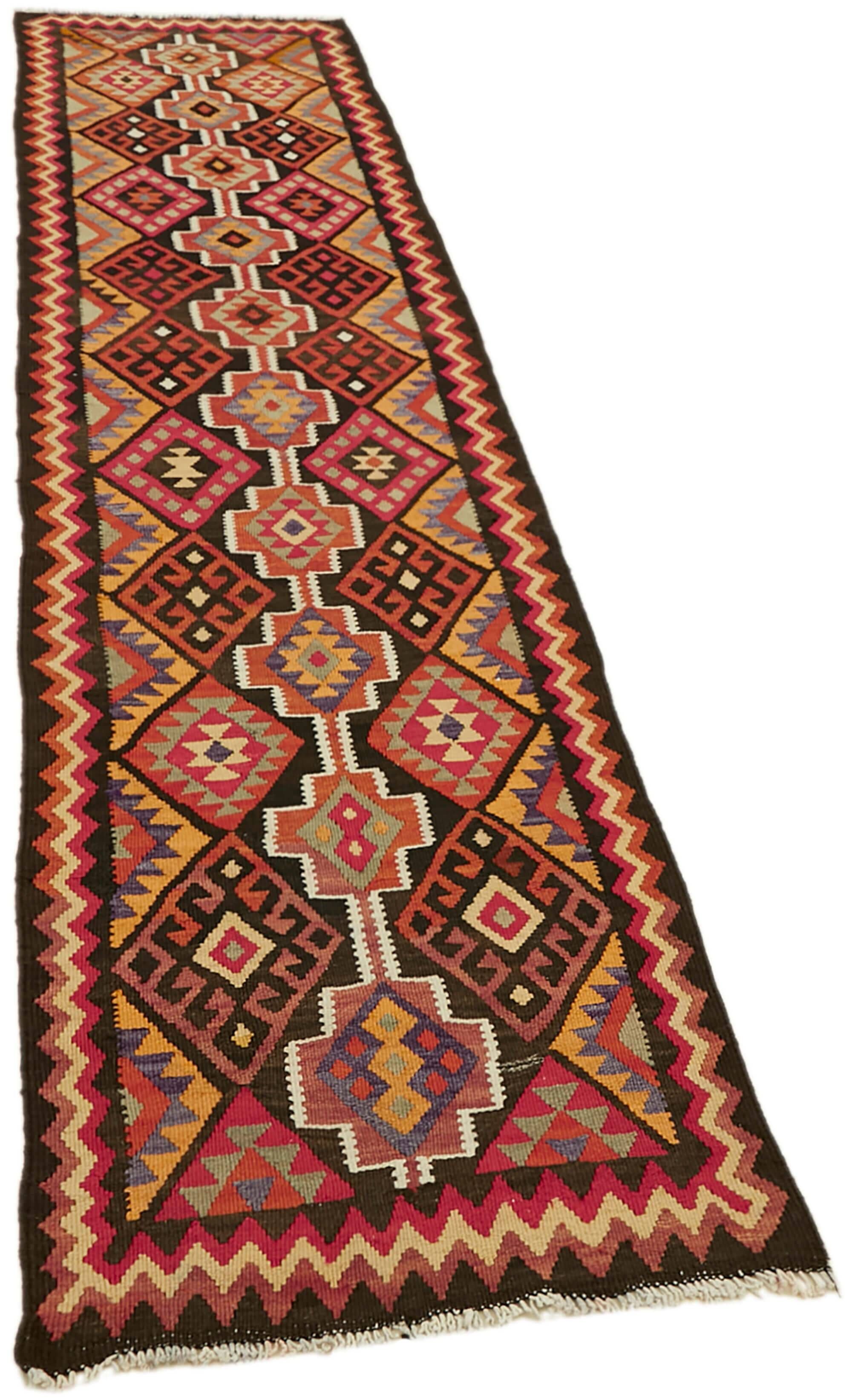 Turkish Handwoven Vintage Herki Kilim 80 cm x 350 cm