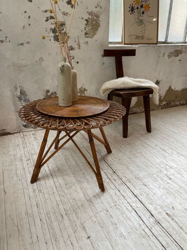 Rattan “sun” coffee table