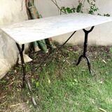 Garden table cast iron legs rectangular marble top