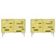 Italian Cabinets Made of Golden Murano Glass Mirror and Brass, Contemporary