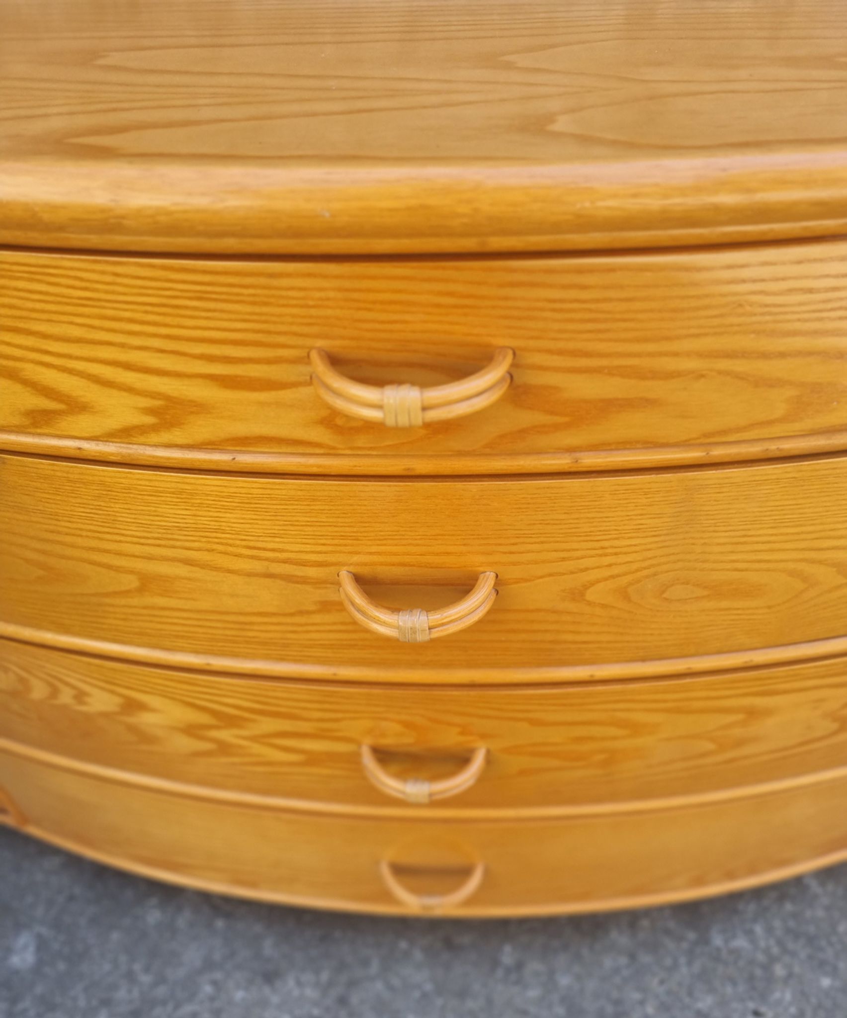 Wood, bamboo and rattan chest of drawers, Cerda, vintage, 80s