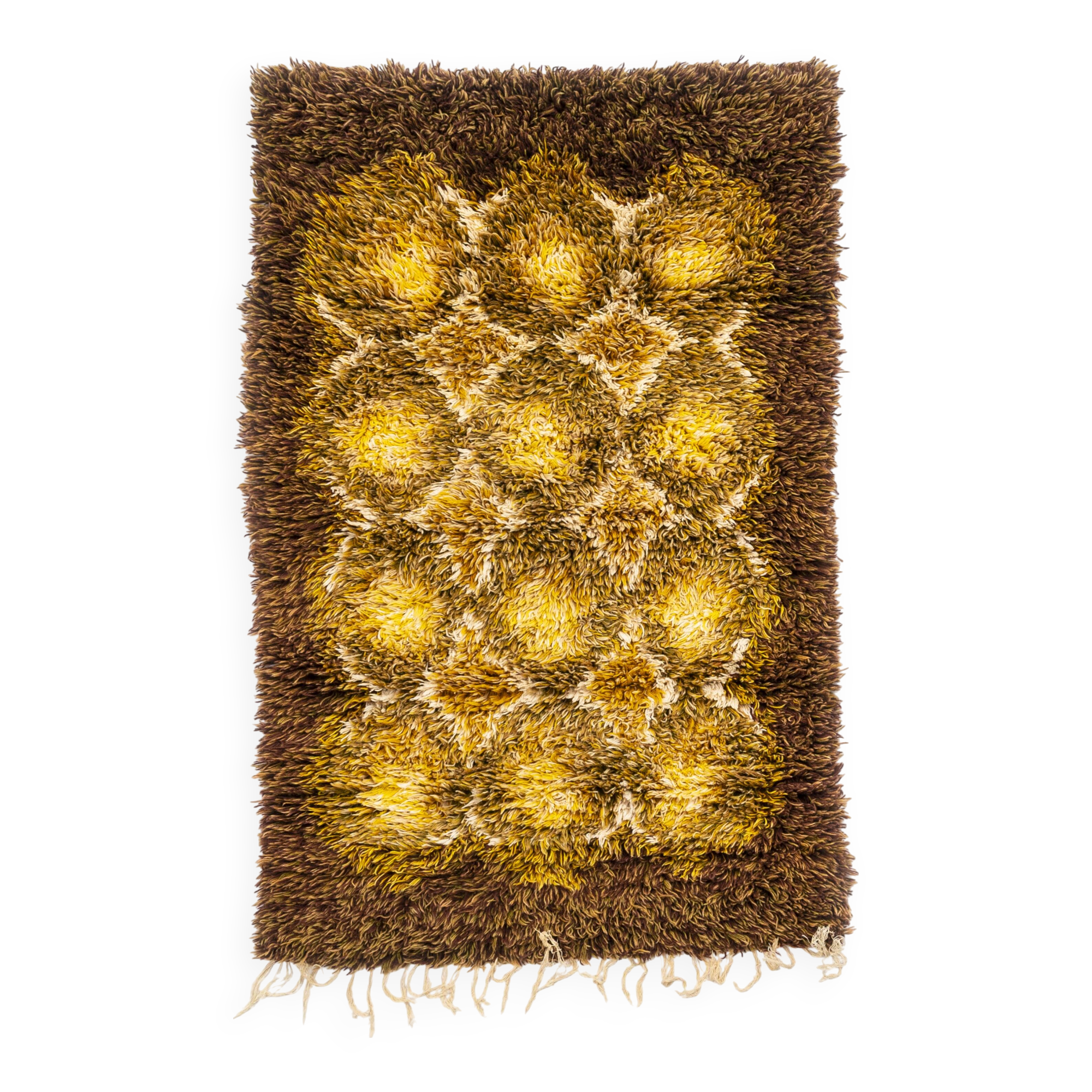 Scandinavian 20th century modern long pile (ryijy) rug by Laila Seppä. 154/