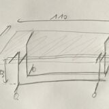 Serving table 70s black and brass