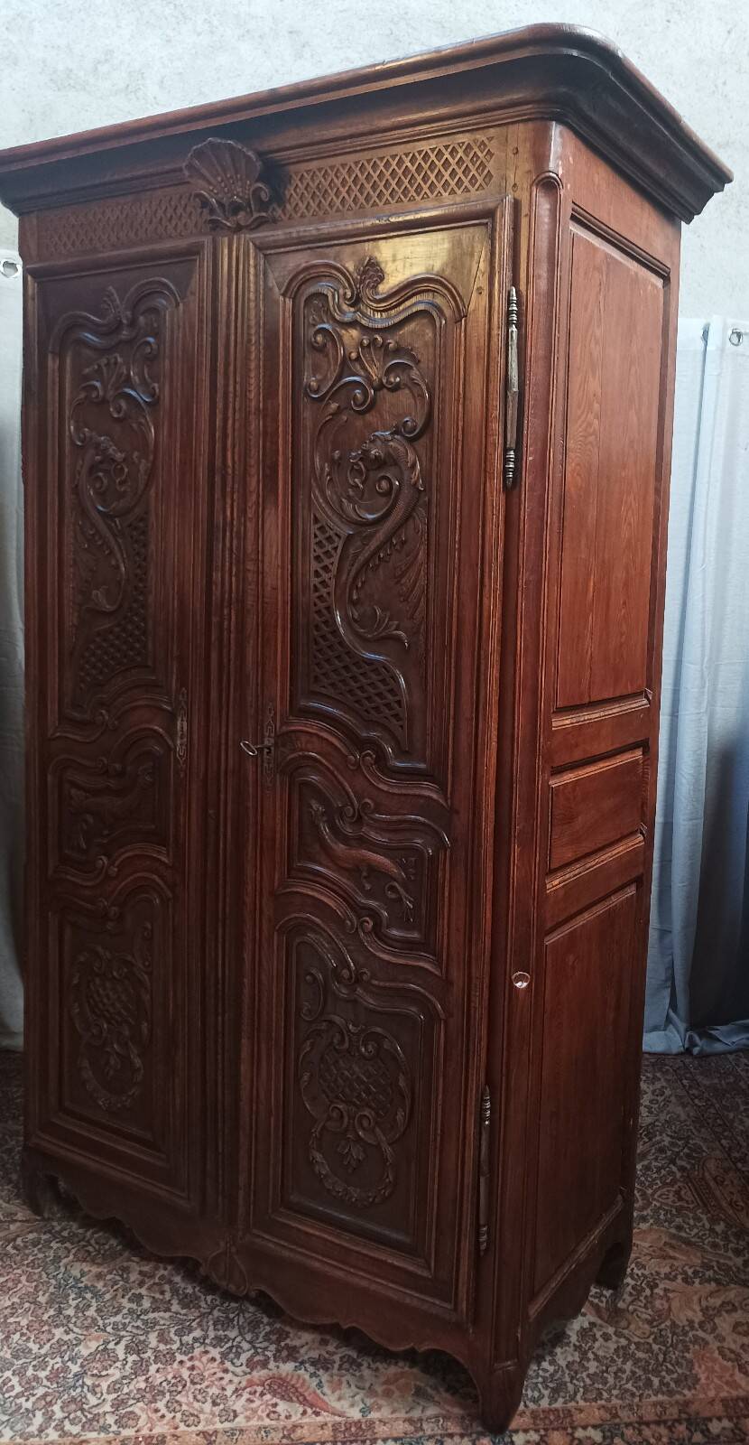 19th-century oak Renaissance wardrobe