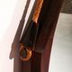 Mid-century Italian oval mirror in curved teak, rope and leather, 1960s