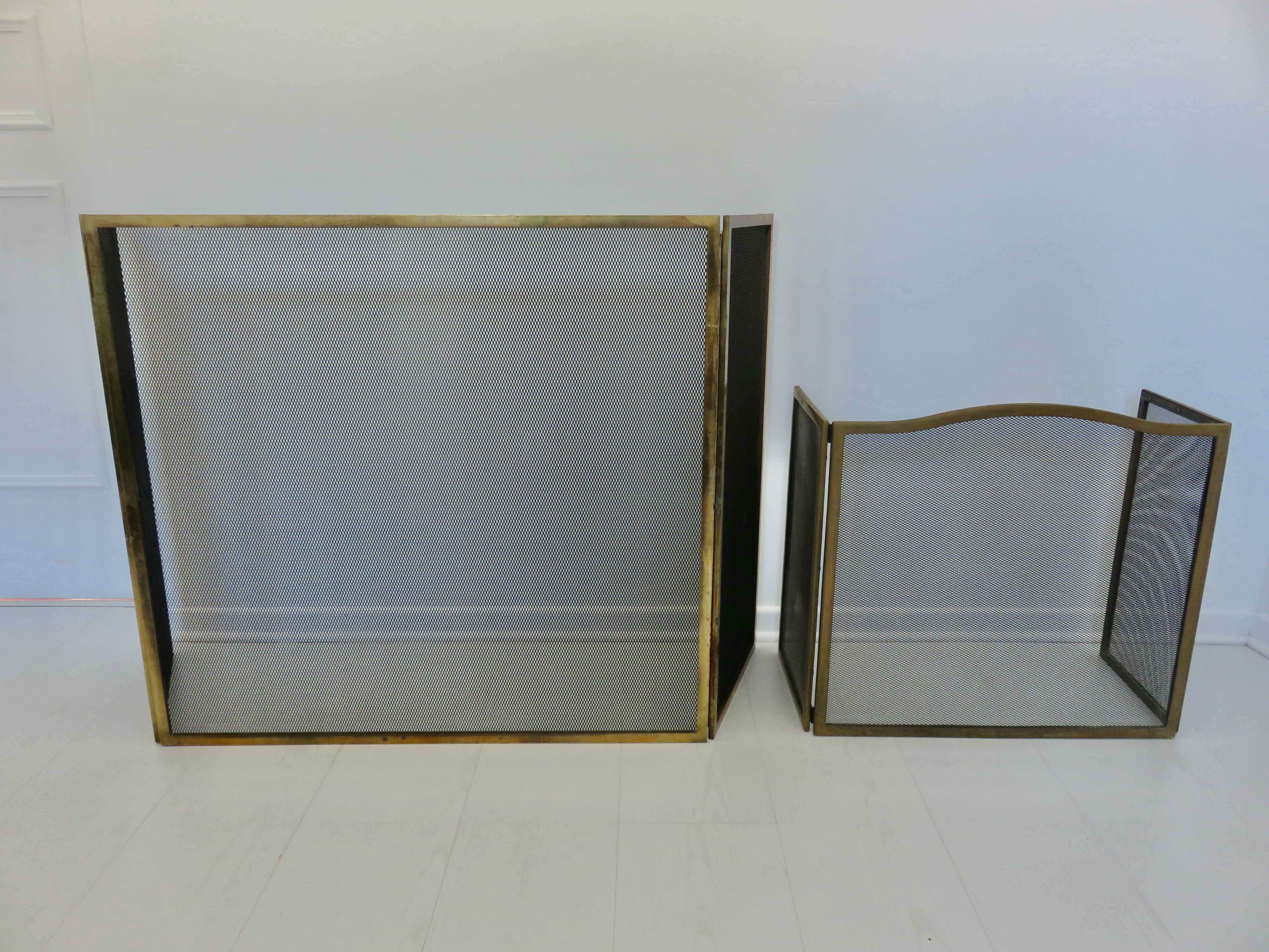 3-panel brass fireplace screen 70s