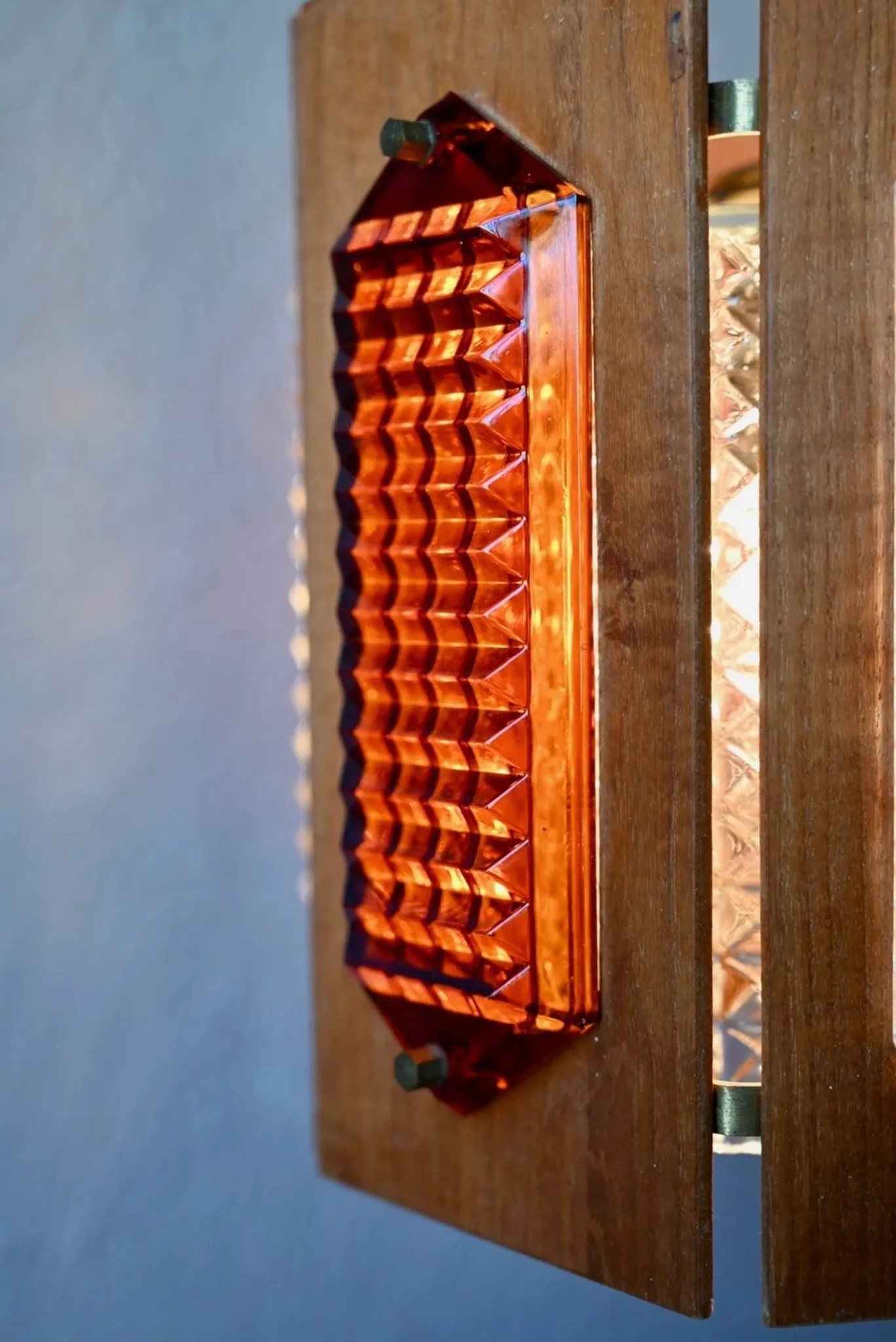 Scandinavian suspension teak pressed glass Wiktor Berndt A-lighting 1960s