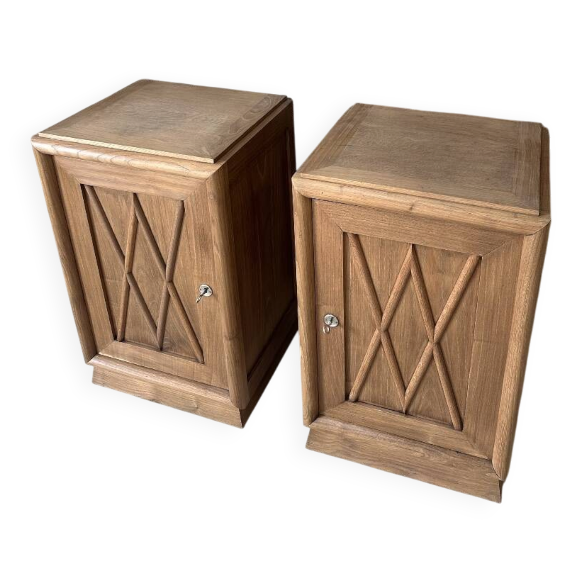 Pair of Art Deco bedside tables in oak