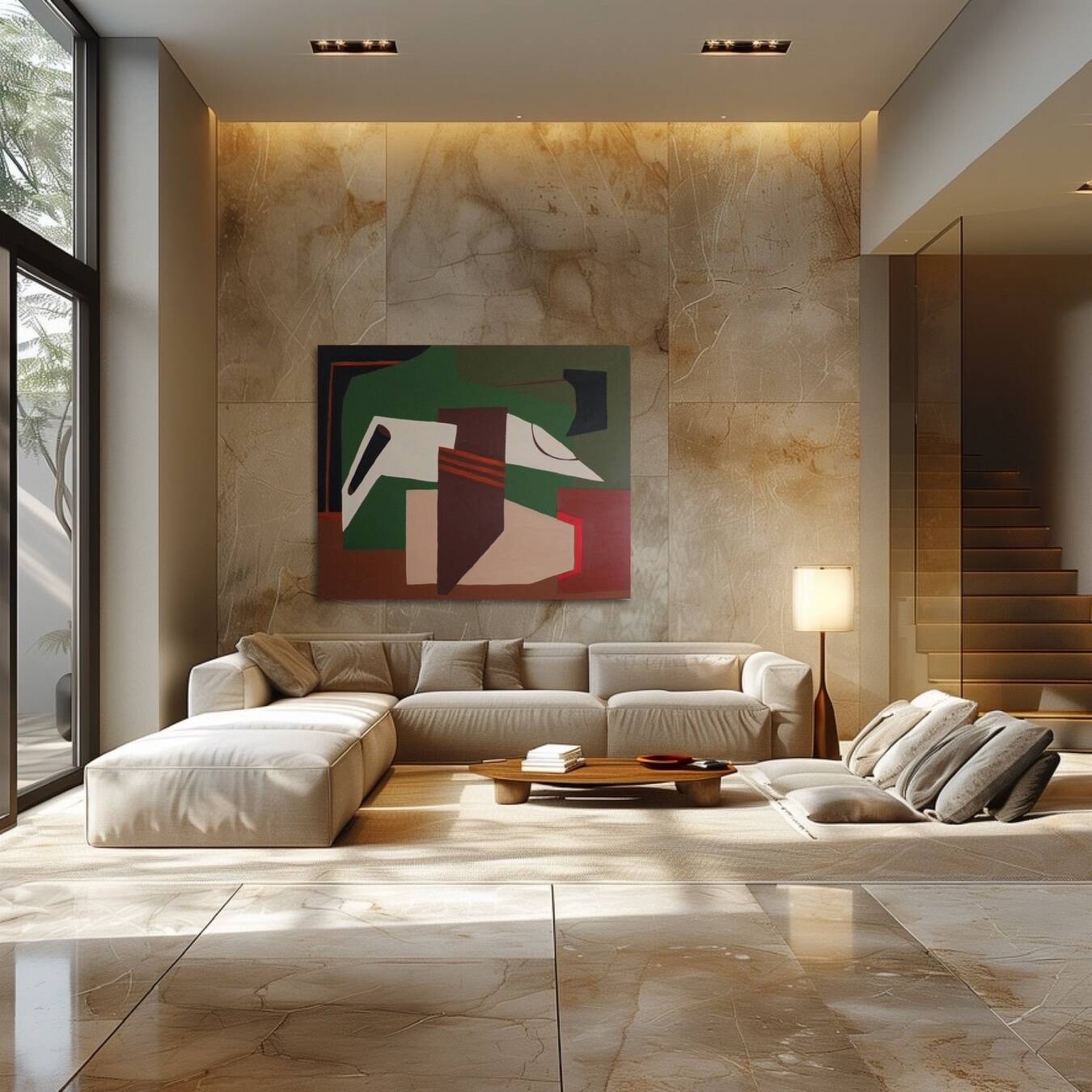 Abstract on geometric canvas 100x81cm by Bodasca