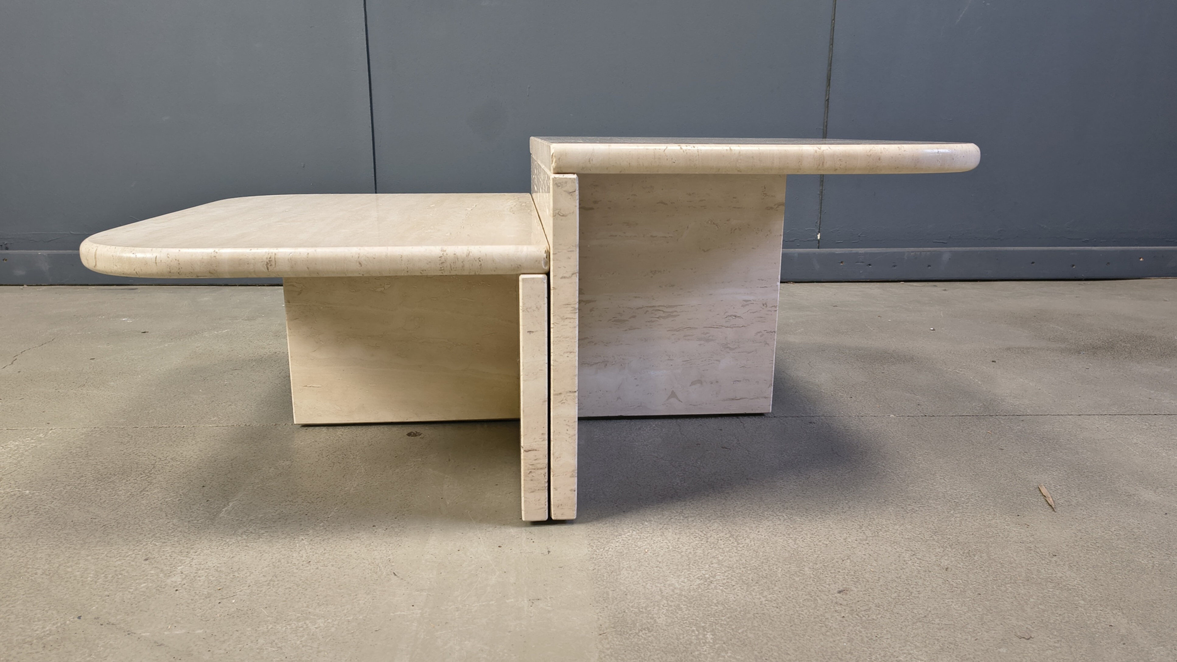 Pair of vintage travertine coffee tables or side tables, 1970s