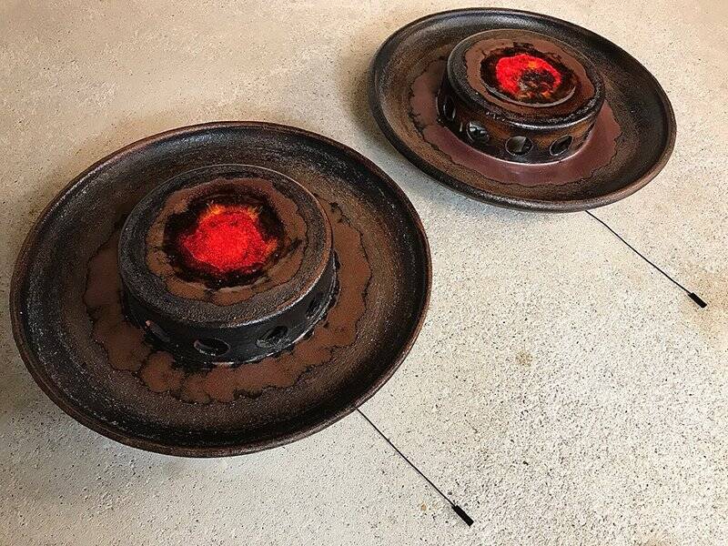 Modernist Scandinavian ceramic art wall lights or sconces, 1960s, set of 2